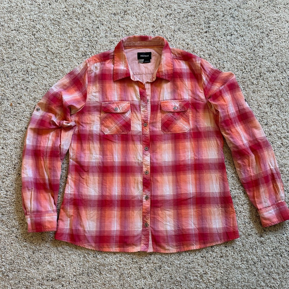 Marmot Red and Pink Plaid Shirt